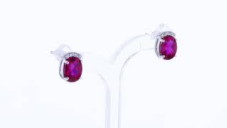 Peora Created Ruby Sterling Silver Aura Stud Earrings 3.00 Carats Total SE8884