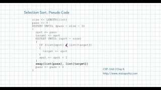 CS Principles - Unit 3 Day 6 - Selection Sort