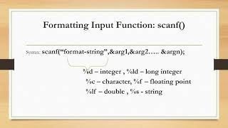 Formatting Input and Output Functions- TAMIL