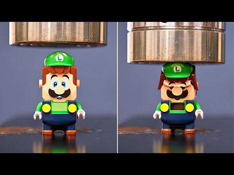 Lego Mario Characters CRUSHED By Hydraulic Press @SMG4 #Mario #Lego