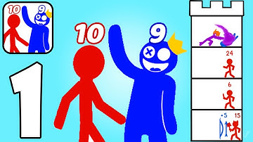 STICK TOWER BATTLE HERO WAR : Walkthrough Gameplay Part 1 - Tutorial Levels 1-1111 (Android,iOS)