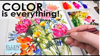 EASY Watercolor Techniques painting colorful flowers!