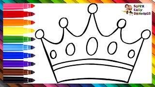 Drawing And Coloring A Crown 👑🌈 Drawings For Kids