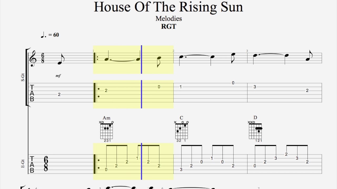 Animals house of rising sun аккорды