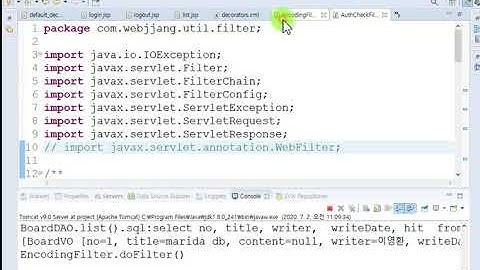 Webjjang JSP MVC Project 01-18 권한 체크 필터 - 필터 클래스 작성과 적용(웹짱과 함께하는 JSP MVC Project)
