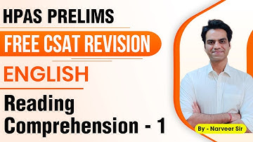 Free CSAT Revision for HPAS | Reading Comprehension - Part 1 | HPAS Prelims 2022 | HPAS CSAT