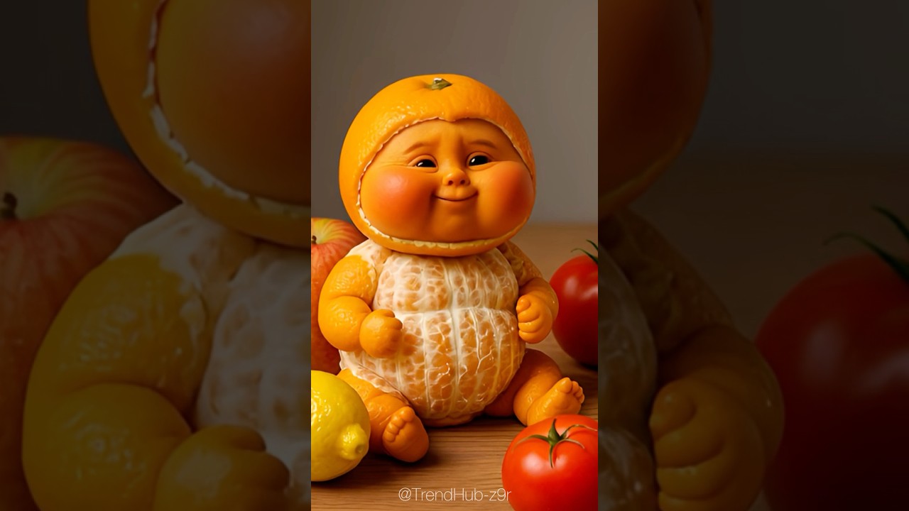 Cute orange baby eating orange ai  video 🍊 