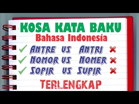 Kosa Kata  Baku  Terlengkap Bahasa Indonesia YouTube