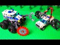 Lego experimental police trucks bulldozer and pickup for kids