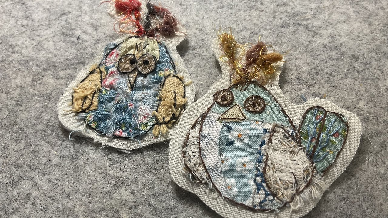 Quirky birds #fabriccollage #handstitched - YouTube