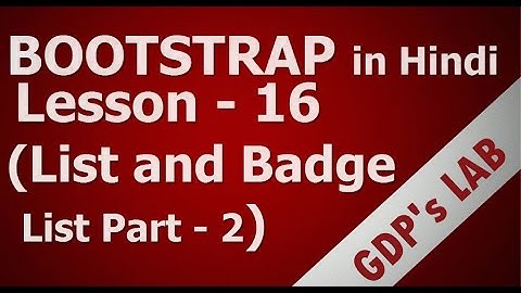 display badge with list | List part - 2 | Lesson - 16 | bootstrap in Hindi