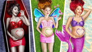 Pregnant Fairy vs Pregnant Vampire vs Pregnant Mermaid!