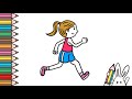 كيفية رسم فتاة تجري رسم سهل