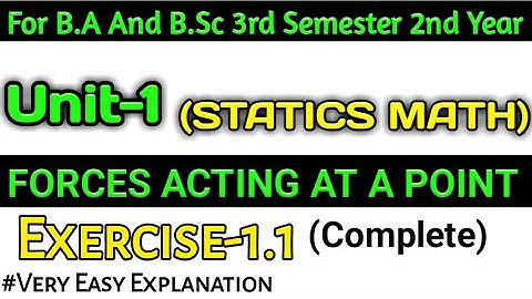 Exercise 1.1 Forces Acting At A Point|Ba/BSc 3rd Semester Statics Math | statics math bsc 2nd year