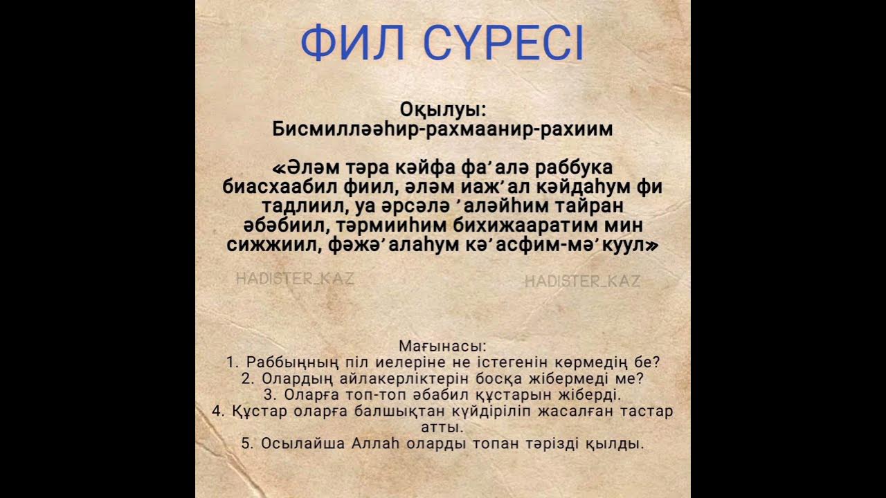 Фил сүресі/ Сура Аль-Фил - YouTube