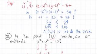 Is a point inside, on or outside a circle?