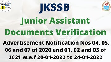 JKSSB Junior Assistant Document Verification List out #jkssb #jkssbjuniorassistant #juniorassistant