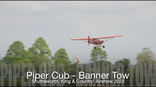 Piper Cub Banner Towing - 'God Save the King' - Shuttleworth King & Country Airshow 2023