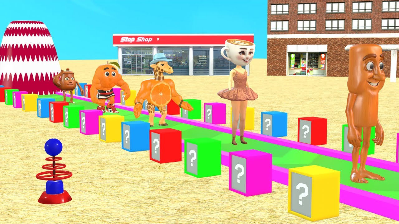 Long Slide Game With Cow Elephant Gorilla Hippopotamus Tiger 3d Animal Game Funny 3d Animals