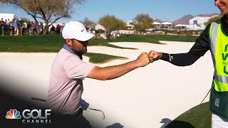 Scottie Scheffler CANS IT from the bunker 104 yards out at the WM Phoenix Open | Golf Channel