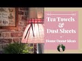 Tea Towel Lampshade & Dust Sheet Curtains - My Kitchen Decor Makeover