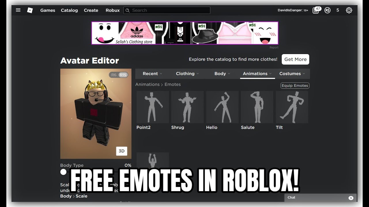 Roblox Free Emotes In Roblox Youtube - sellah roblox