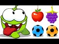 Aprende con Om Nom | Om Nom Brinca en Balones de Futbol para Comer Frutas de Colores