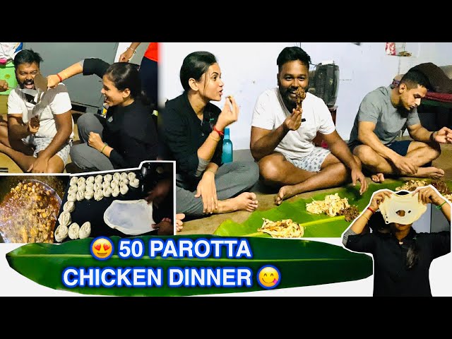 Village parotta Fun cooking 🤤 Chicken Dinner treat 🥘 Hussain Manimegalai class=