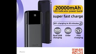 Tranyoo powerbank super fast charging 20000mah