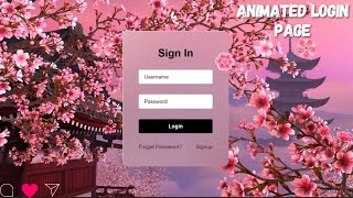 Animated Cherry blossom | Login Page | Using HTML CSS Only screenshot 2