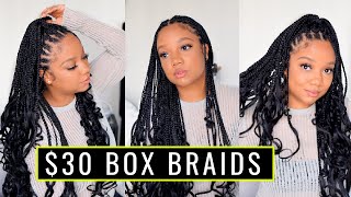 $30 BOHO BOX BRAIDS  Adding Human Hair Crochet | CHEAP Amazon Hair