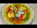 Шурпа из свиных рёбрышек, по-цыгански. Мясной бульон. Gipsy cuisine.