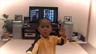 My son5year old acting Bruce Lee's nunchaku scene