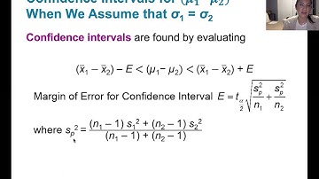 9.2.5 Two Means, Indep. Samples - Three Additional Cases for Hypothesis Tests, Confidence Intervals