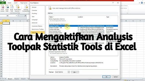 Cara Mengaktifkan Data Analysis ToolPak Statistik Tools di MS Excel
