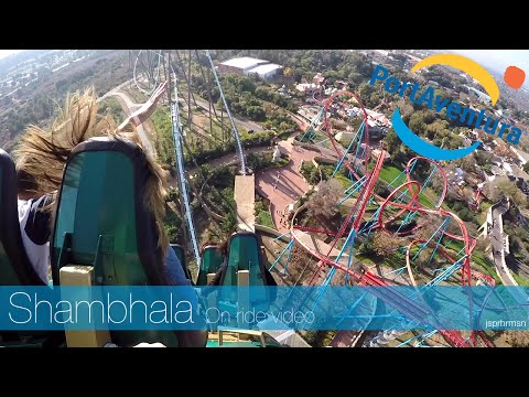 Port Aventura Spain - Shambhala (right side POV roller coaster on ride video)