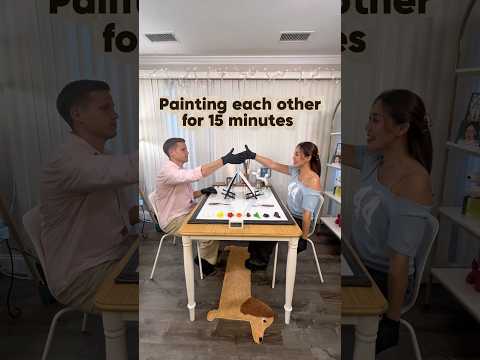 Painting each other for 15 minutes #couple #relationship #art #painting #datenight
