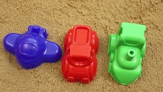 Learn Colors for Children sand molds airplane truck locomotive