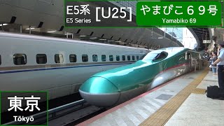 JR East E5 Series Shinkansen [U25] - Yamabiko 69 - departing Tokyo