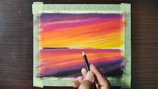 Menggambar Pemandangan Sunset Pantai | Drawing a Beach Sunset View screenshot 5