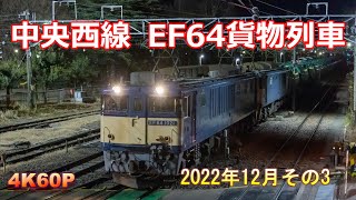 【簡易編集版】E217系廃車回送 中央西線EF64重連貨物など 2022年12月 その3