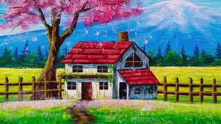 Spring Season Cherry Blossom Acrylic Scenery Speed Painting | Paint It by Paint It With Shraboni 407 views 2 years ago 7 minutes, 33 seconds