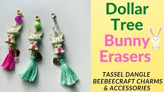 Dollar Tree Bunny Erasers | Tassel Dangle BeeBeeCraft Charms Actualización
