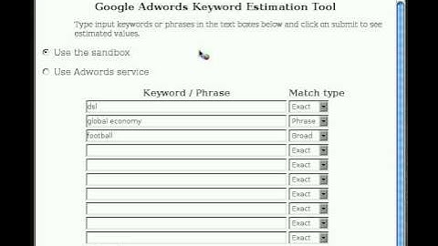 WSGI Adwords Keyword Tool - First test against the sandbox