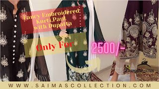Georgette Fabric | Embroidered Kurti Design Collection 2021 | Machine embroidery | Modal Silk Pant | screenshot 4