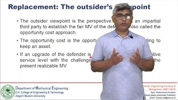 Lecture: Replacement Analysis (Part1), Industrial Engineering, AMU