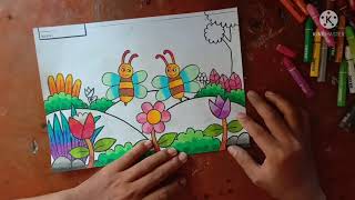 Tutorial Mewarnai Gambar Lebah & Bunga Full Musik