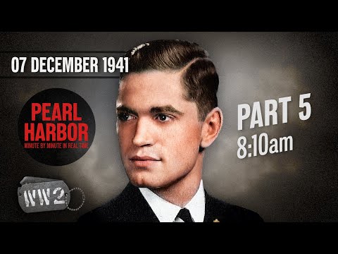 E 05 Burning Ships Pearl Harbor WW2 120 E December 7 1941 