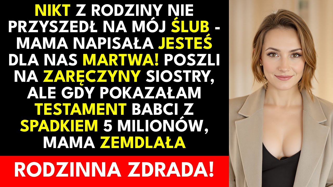 Nikt z rodziny nie przyszedł na mój ślub — ALE kiedy zobaczyli mój spadek...