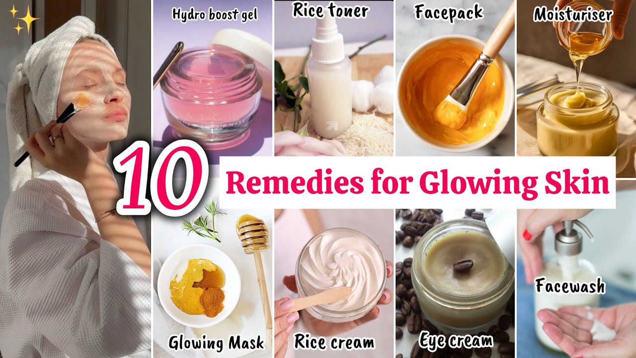 10 DIY Remedies for Glowing Skin 🦋| Glass Skin Home Remedies - YouTube